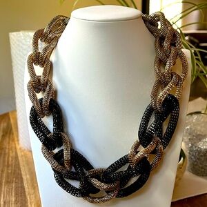 Vintage Aldo Chunky Mesh Braided Black & Gold Necklace